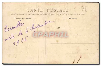 Parque de Versalles (S.-et-O.) - La Terraza del Castillo — R. F., París, n° 529 — Reverso