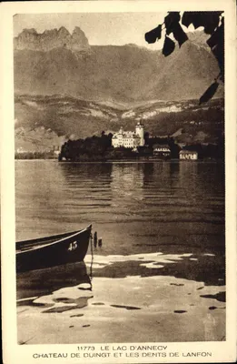 Castelo de Duingt e as Dentes de Lanfon — Lago de Annecy — Coleção Les Deux Savoie