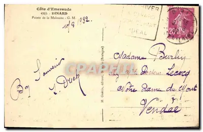 Widok z Punktu Malouine w Dinard — wydawca M. Goérin, seria 4503 — Rewers