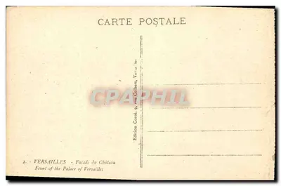 Versailles — Façada Pałacu — Wydawnictwo Cassé, 9, rue Colbert, Versailles — Rewers