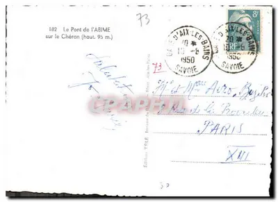 पुराना पोस्टकार्ड पोंट डी ल'एबिमे चेरान पर — पीछे