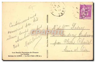 Los Pirineos — La Rue d'Enfer (1801 m) — Bloque (cabezas) Editores de Burdeos — Reverso