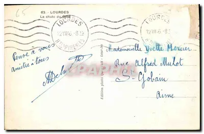 De val van de Gave — Lourdes — Fotografische uitgave Gourault — Achterkant