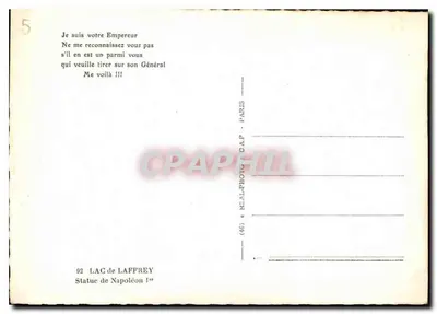 Lac de Laffrey — Beeld van Napoleon I — Réal-Photo, Parijs — Achterkant