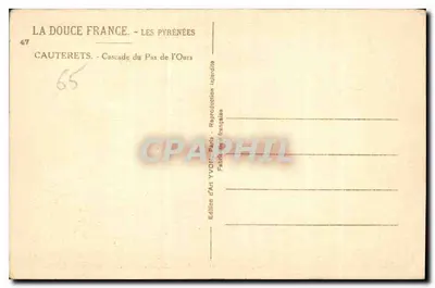 Wodospad Pas de l'Ours — Cauterets — Wydawnictwo Art YVOIR, Paryż — Rewers