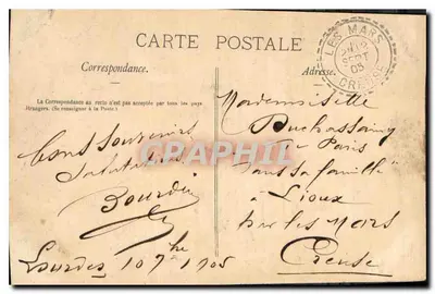 Lourdes — A Gruta Milagrosa — Edições Pyrénées Illustrées, n° 599 — Verso