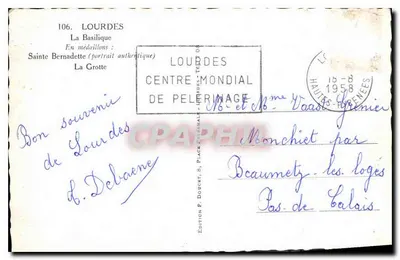 Lourdes — A Basílica e a Gruta — Edição P. Doucet — Verso