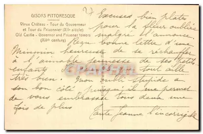 Gisors - Castillo pintoresco — Torre del Gobernador y Torre del Prisionero (siglo XII) — Bignon — Reverso