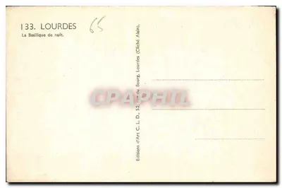 Lourdes — A Basílica à Noite — Edições de Arte C. L. D., 52, rue du Bourg, Lourdes — Verso