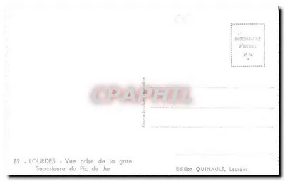 Lourdes — Widok z góry na Pic de Jer — Wydawnictwo Quinault, Lourdes — Rewers