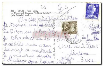Dijon - Park Darcy - Polarowy Mysz — Pomponowy Zamek (arch. Joly Delvalat) — Stara pocztówka n° 422 — Rewers