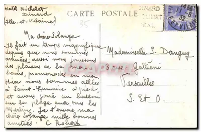 Dinard-St-Enogat — Côté d'Emesande — Widok rogu plaży przy wysokiej mierze — G. M. — Wydawnictwo Ouarde, St-Malo — Rewers