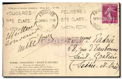 Fougères — Een oud kasteel geflankeerd door oude torens, de mooiste ter wereld — Victor Hugo (Frankrijk en België) — Achterkant