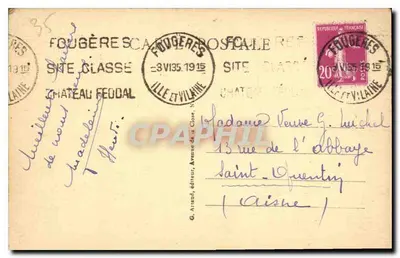 Fougères (Ille-et-Vilaine) — Het Kasteel, De Muur en Poort Notre-Dame — G. Arrand, uitgever — Achterkant