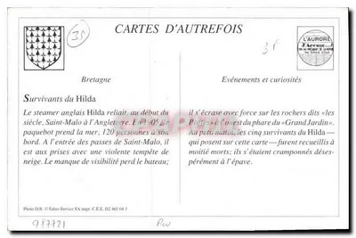 Saint-Malo - Os Sobreviventes do "Hilda" — naufrágio do 19 de novembro de 1905, 120 passageiros a bordo — Verso