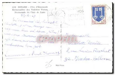 Dinard - Północna Brytanika — Przystań dla motorówek, Promenada Clair de Lune — Réal-Photo — Rewers