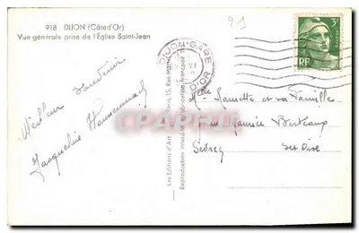Dijon (Côte-d'Or) — Ogólny widok z kościoła św. Jana — Les Éditions d'Art — Rewers