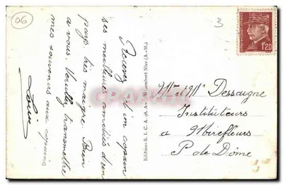 CANNES - As Praias, O Monte Chevalier — C. 24 — Edição S. I. C. A. Lambert Nice (A.-M.) — Verso