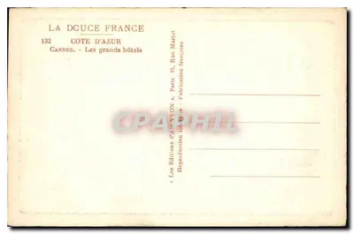 Cannes — Wielkie hotele — Éditions d'Art Yvon, Paryż — Rewers