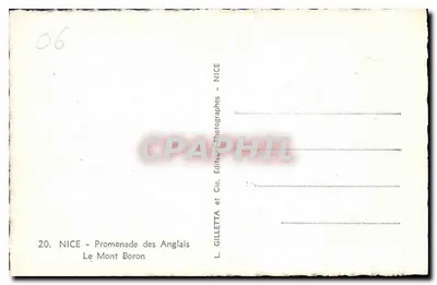 Nice — Promenada Anglijska — Wzgórze Boron — L. Gilletta et Cie, Nice — Rewers