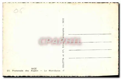 Promenade des Anglais — Mont-Boron — L. Gilletta et Cie, fotograf — NICE — Rewers