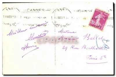 CANNES — Uitzicht op de grote hotels en het Estérel — LL, n° 314 — Achterkant