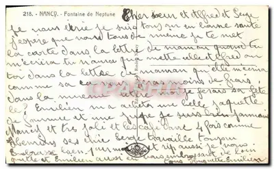 Nancy — Fontanna Neptuna — wydawca anonimowy, nr 218 — Rewers