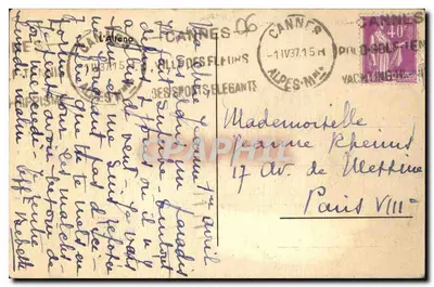 Willa w Alpach Maritims — Cannes — wydawca nieodczytelny — Rewers