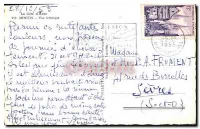 Menton — Artystyczny widok — Reprodukcja GILLETTE & Cie — Rewers