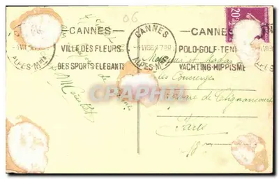 Nice — Palmy w ogrodzie publicznym — wydawca nieznany, numer serii nie widoczny — Rewers