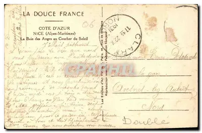 A Baía dos Anjos ao Pôr do Sol — NICE (Alpes-Maritimes) — Les Éditions d'Art Yvon, n°93 — Verso