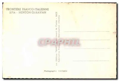 Widok Menton — granica francusko-italijska — Wydawnictwo 'MAR' Menton Garavan — Rewers
