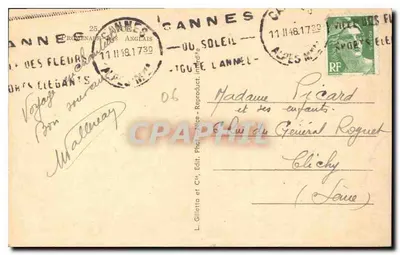 Cannes - Promenade dos Ingleses — vista do Sol — editor L. Gilletta e Cie, n° 06 — Verso