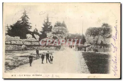 Arânes w Cimiez — widok ruin i drzew — wydawca T.R. Rihouet, nr 18