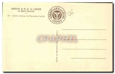 Dolny kloster Abbatii Notre-Dame de Lérins — Cannes — wydawca Swins, n°27 — Rewers