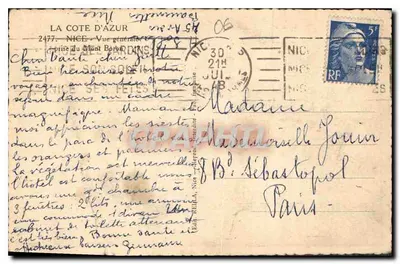 Algemene uitzicht van Nizza — genomen vanaf de Mont Boron — uitgegeven door Rella — Achterkant