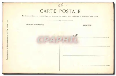 Widok między palmami, z Sainte-Hélène — Nice — Wydawnictwo Giletta, fot. Nice, nr 186 — Rewers