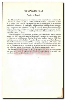 Compiègne (Oise) — Pałac. Fronton — Kolekcja Solution Pauteubeerge, 4. seria — Rewers