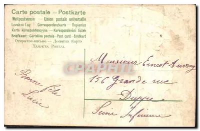 Menina segurando um buquê de flores — Lembrança de amizade — Carta postal multilingue — Verso