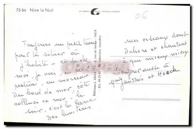Nice à Noite — vista noturna da promenade des Anglais — Éditions L. GILLETTA - NICE — Verso