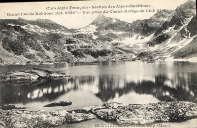Grande Lago de Rabuons — Vista tirada do Chalet-Refúgio do Clube Alpino — Seção das Alpes-Maritimas