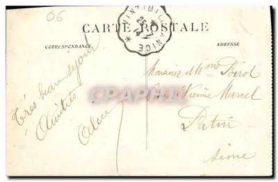 Monte-Carlo - Widok zaczerpnięty między oliwkami — Wydawca Baylème Irères, Nice, nr 120 — Rewers