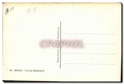 Uitzicht op Monte-Carlo — Monaco — uitgever C.A.P. Strasbourg, n° 253 — Achterkant