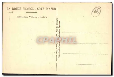 Ingresso di una villa sulla costa — La Dolce Francia - Costa d'Azurra — Edizione d'Arte YVON, 1/193 — Verso
