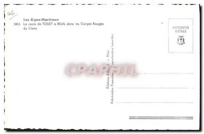 Alpy Morskie — droga z TOUËT do BEUIL w Czerwonych Przepaście Cians — Wydawnictwo REELIA, Nice — Rewers