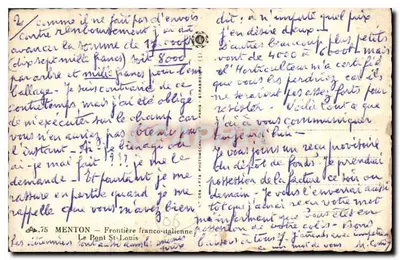O Ponte Saint-Louis — Fronteira franco-italiana — Menton, editor não visível — Verso