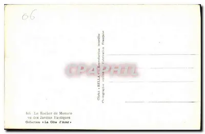 O Rocher de Mônaco visto dos Jardins Exotiques — Coleção «La Côte d'Azur» — Obra-prima de Rella — Verso