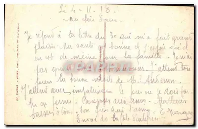 Mulher lendo uma carta — soldado em segundo plano — Patriótico 1156 — Verso