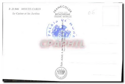 Kasyno i ogrody — Monte-Carlo — Edit Ajax, 4, rue Louis-Félix-Gastaldi — Rewers