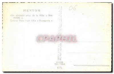 Menton — Vista geral tirada da Villa « Rosmarino » — Estel — Verso
